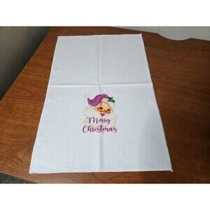 Dotain Christmas Kitchen and Hand Towel ~ Purple Vintage Santa 24" X 16" ~ New